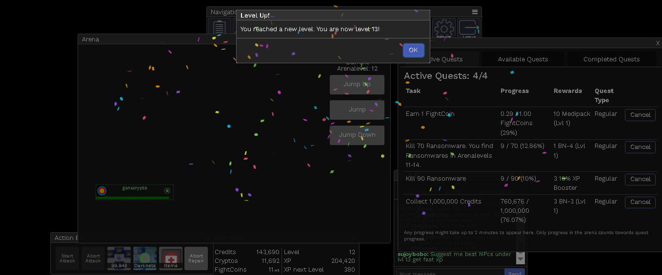 Alcanzar el nivel 13 en Clickfight